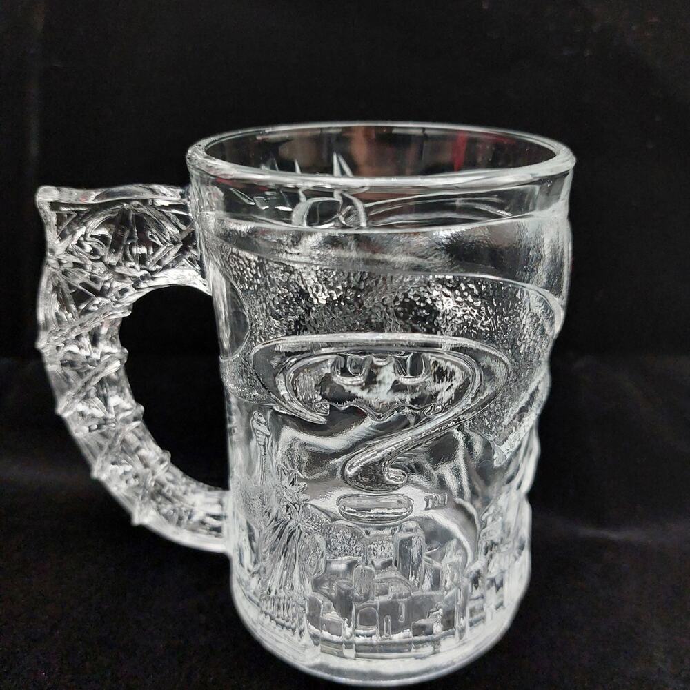Vintage 1995 McDonalds Batman Forever Glass Mug Cup Movie Promo DC Comics 90s